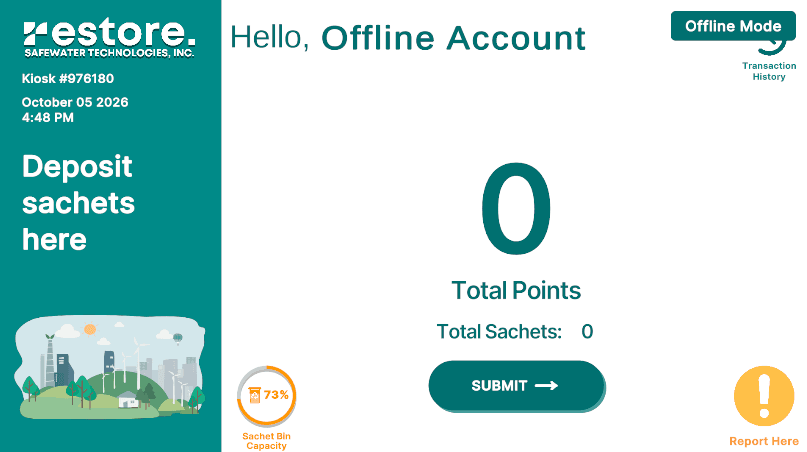 Deposit Page of the Smart Ecobin Machine kiosk