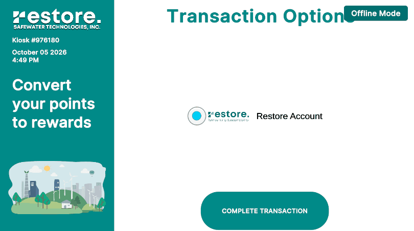 Transaction Page of the Smart Ecobin Machine kiosk